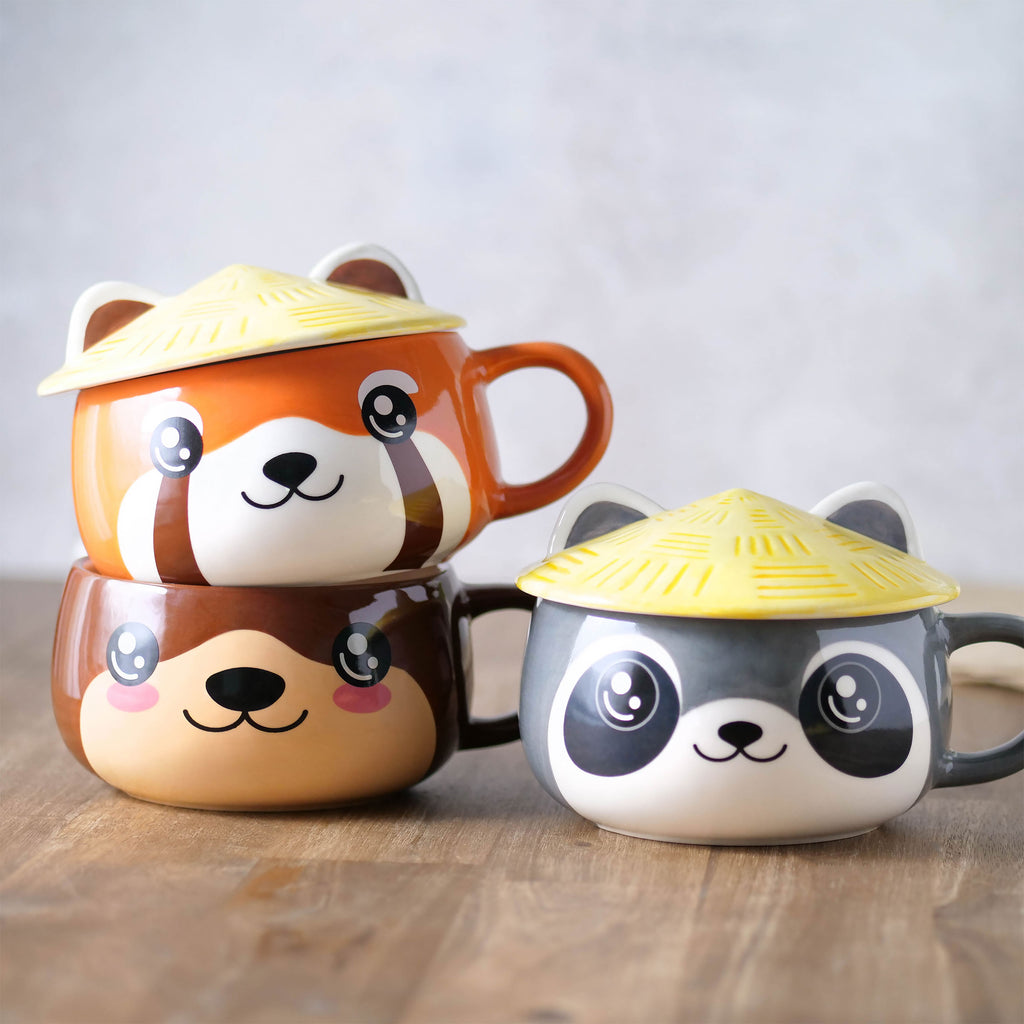 Image produit Tasse Kawaii Panda Rouge avec Couvercle pour les Fans d'Anime