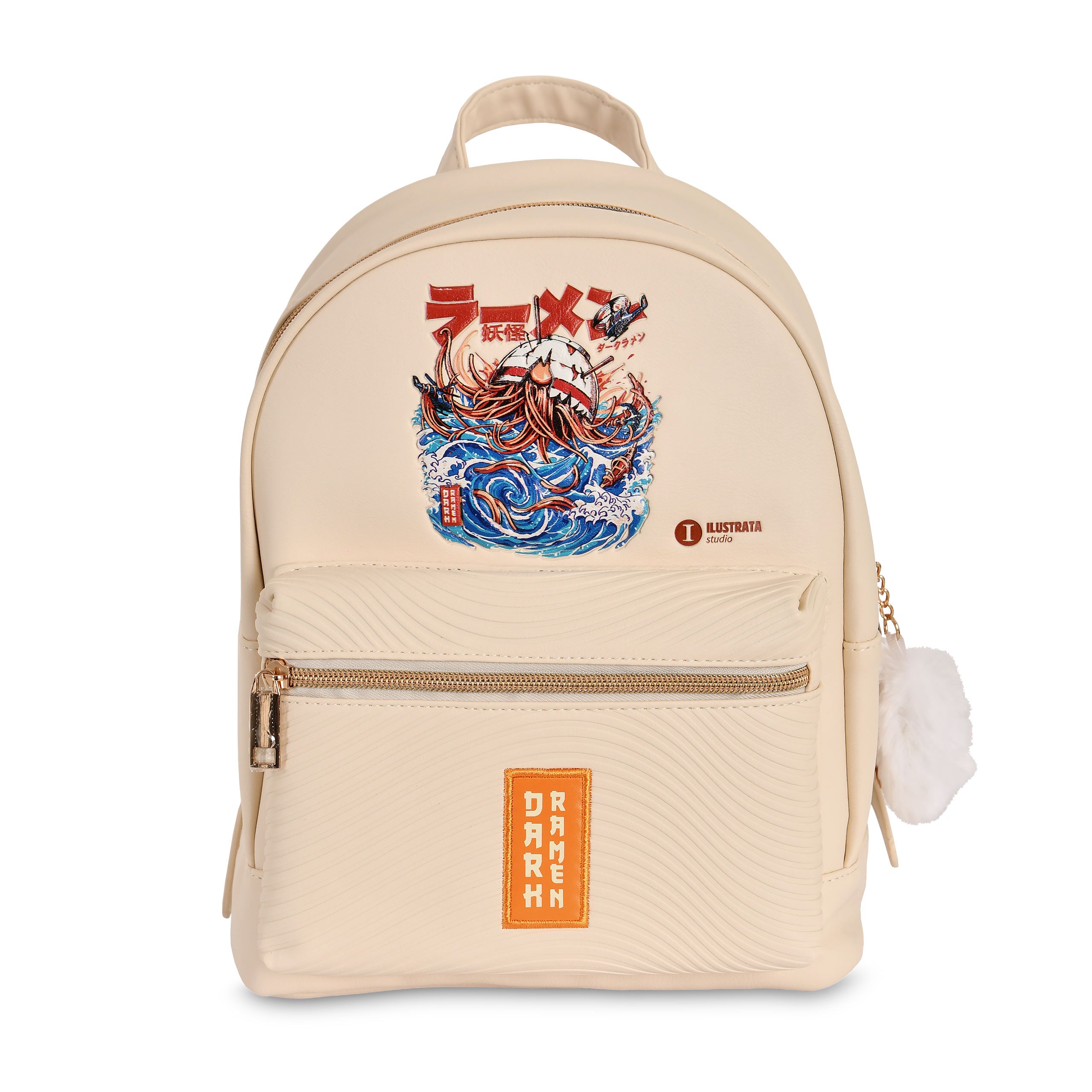 Image produit Ilustrata - Sac à dos Dark Ramen avec pendentif Pom Pom beige