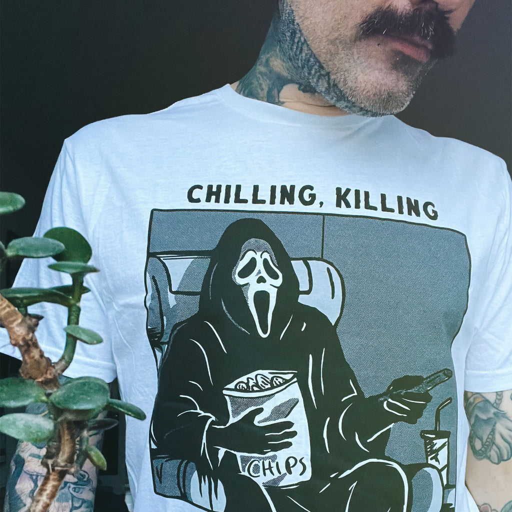 Image produit Ghost Face - Chilling, Killing T-Shirt blanc