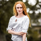 Image produit Blouse médiévale à manches courtes Vera blanc