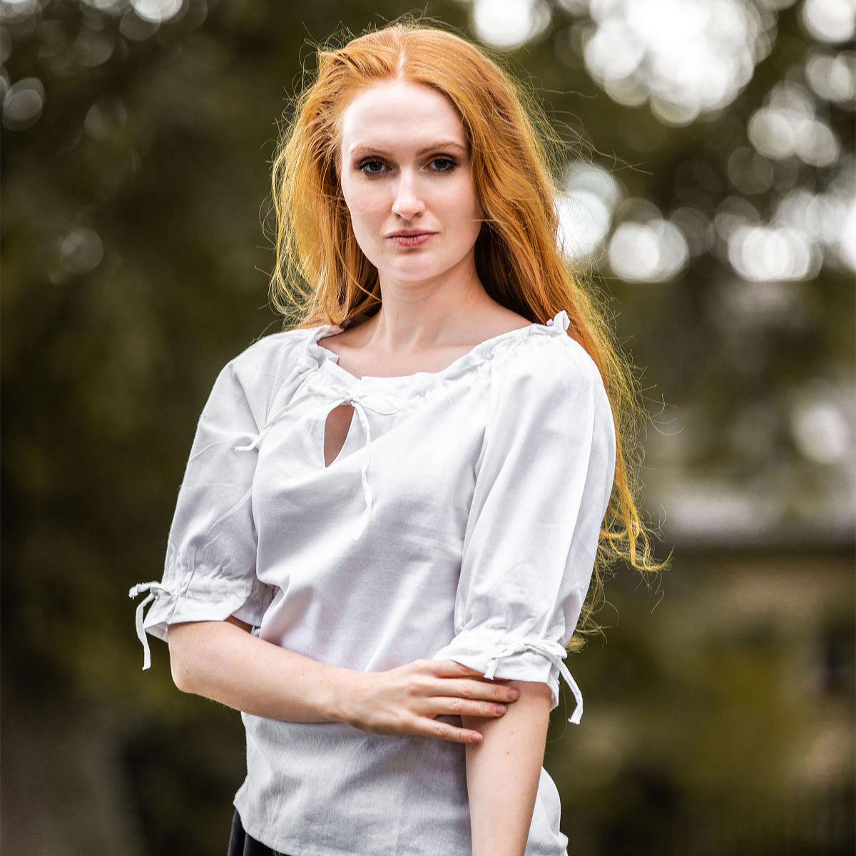Image produit Blouse médiévale à manches courtes Vera blanc