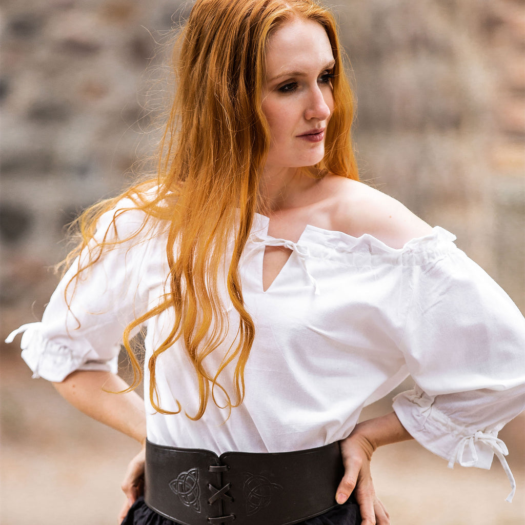 Image produit Blouse médiévale à manches courtes Vera blanc