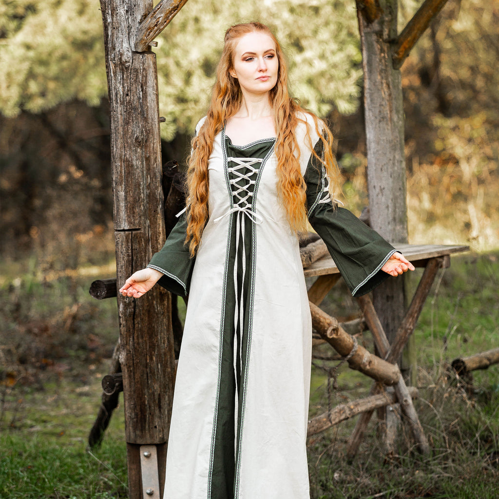 Image produit Robe médiévale avec laçage vert-nature