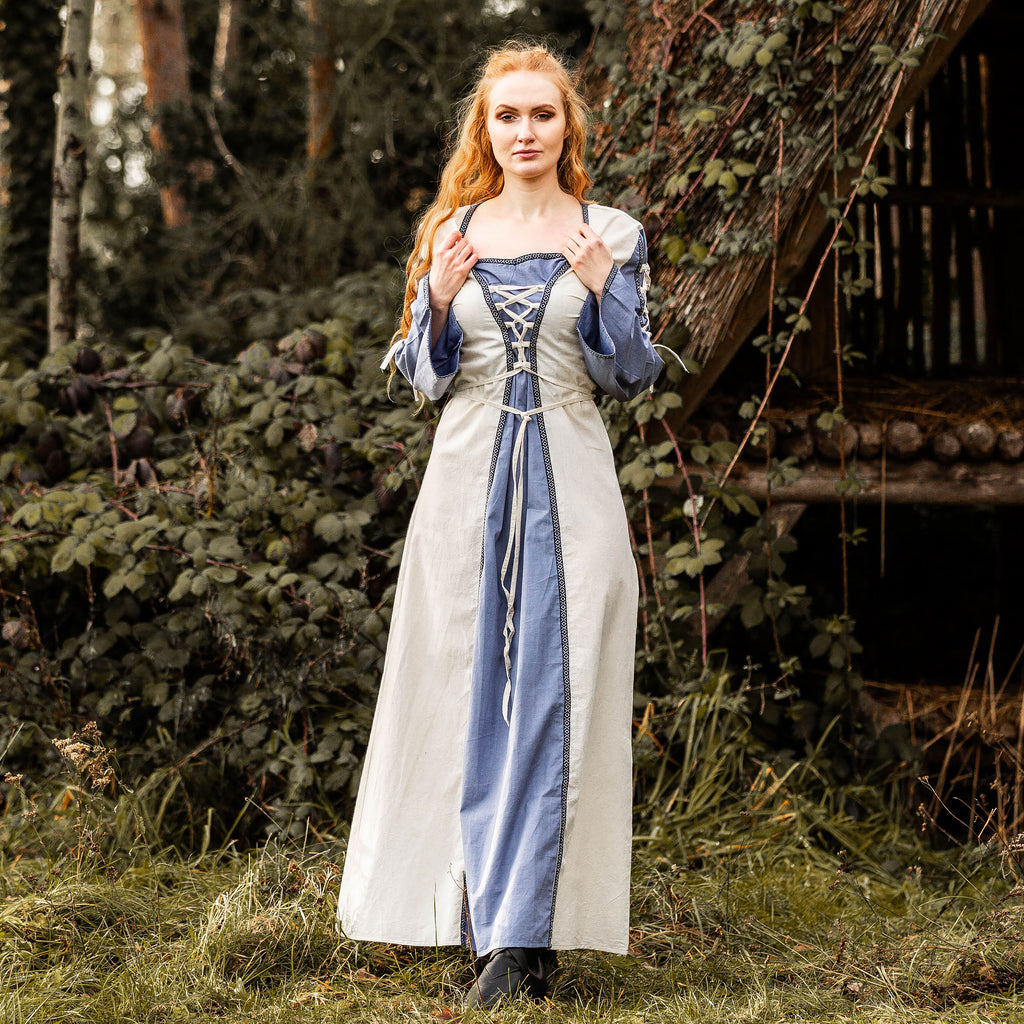 Image produit Robe médiévale avec laçage bleu-naturel