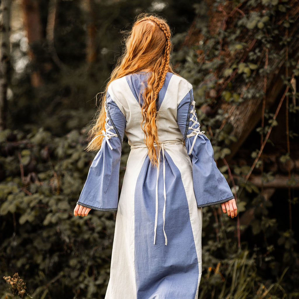 Image produit Robe médiévale avec laçage bleu-naturel