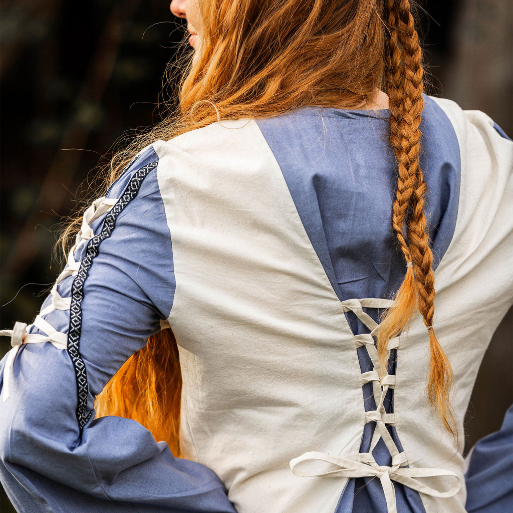 Image produit Robe médiévale avec laçage bleu-naturel