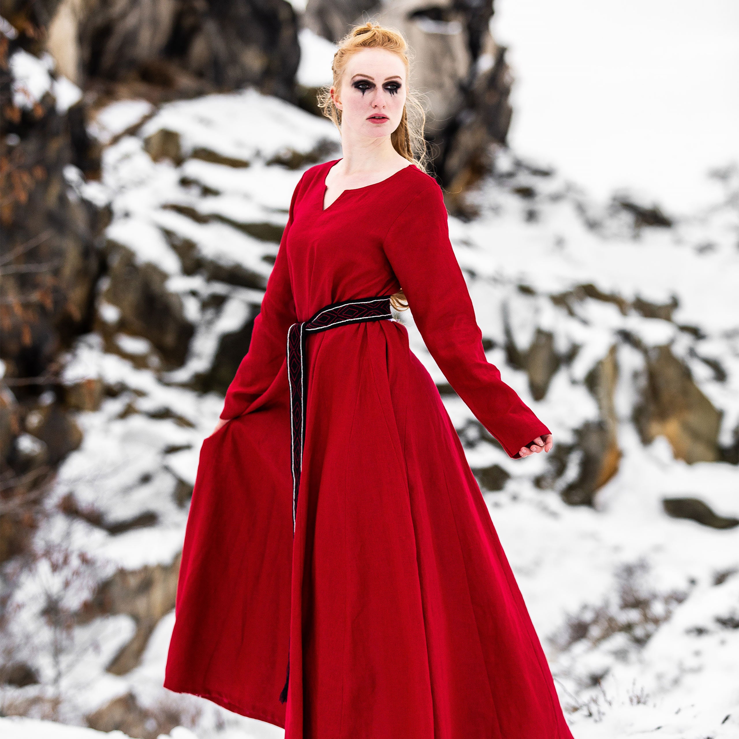 Image produit Robe Médiévale en Lin Rouge