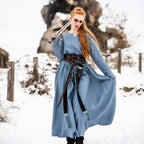 Image produit Robe Médiévale en Lin Bleu