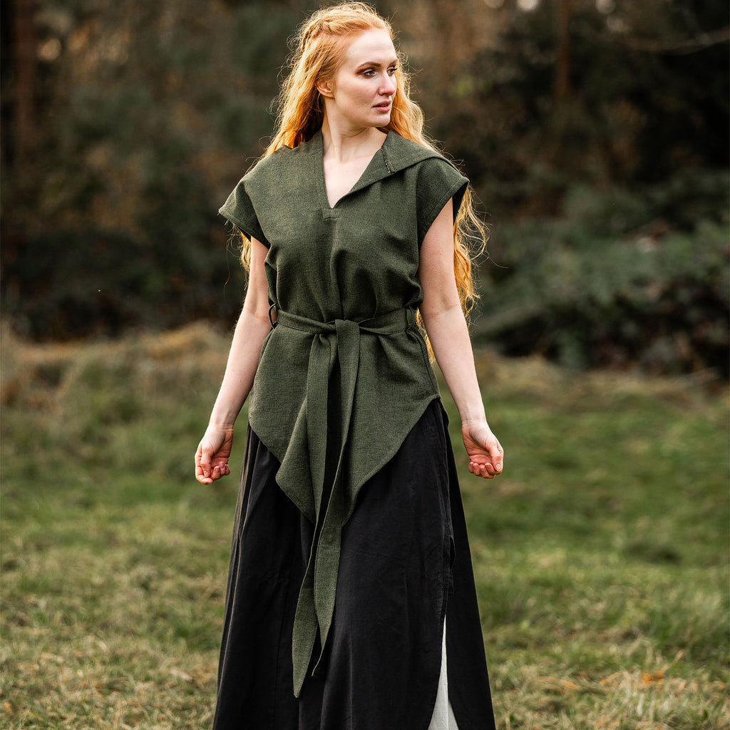 Image produit Tunique Médiévale Manches Courtes avec Ceinture Verte