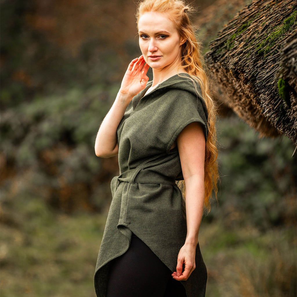 Image produit Tunique Médiévale Manches Courtes avec Ceinture Verte