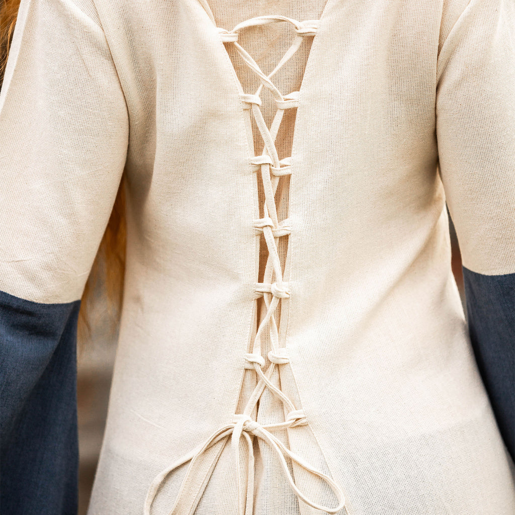 Image produit Robe médiévale avec manches trompette bleu-naturel