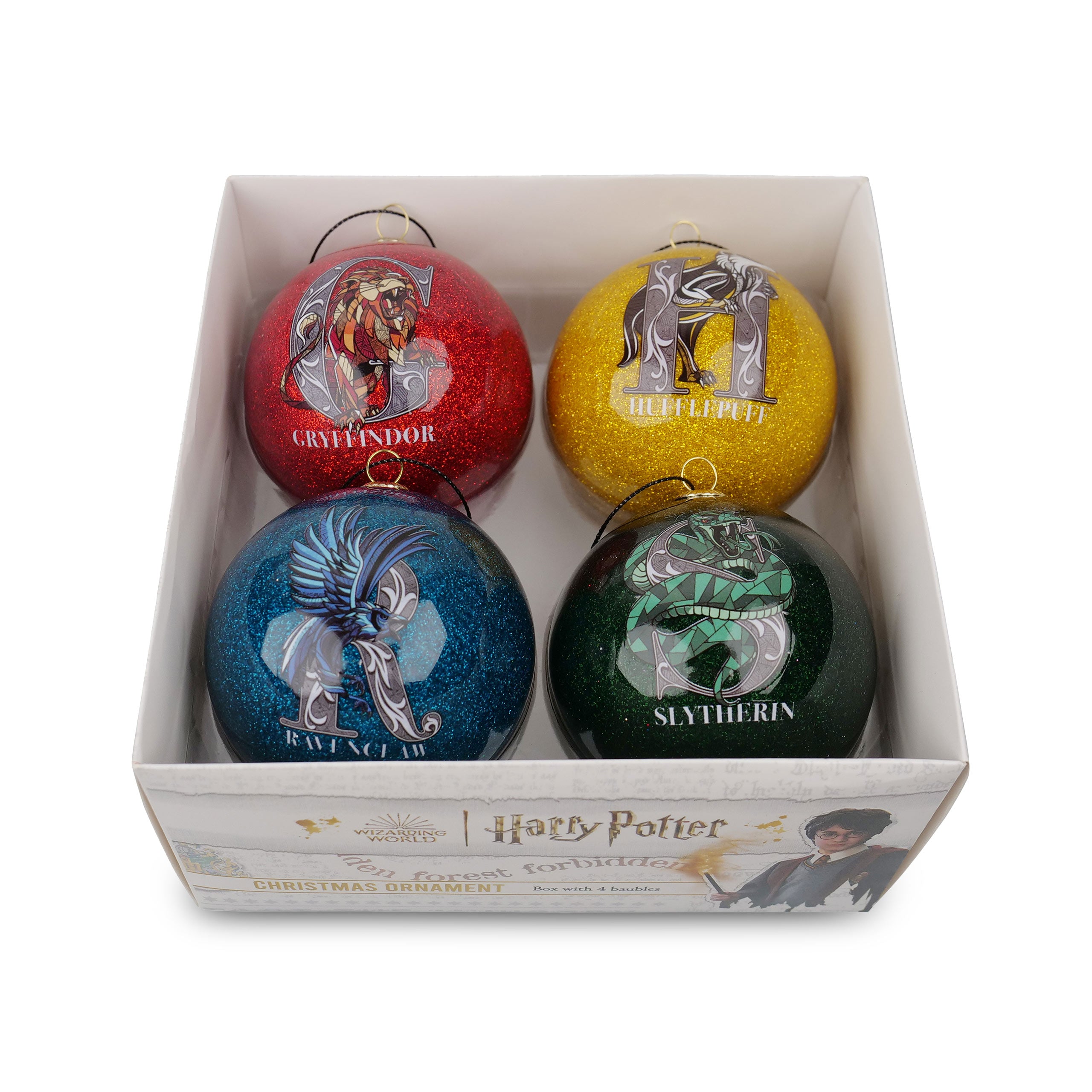 Image produit Harry Potter - Ensemble de 4 boules de Noël avec blasons des maisons