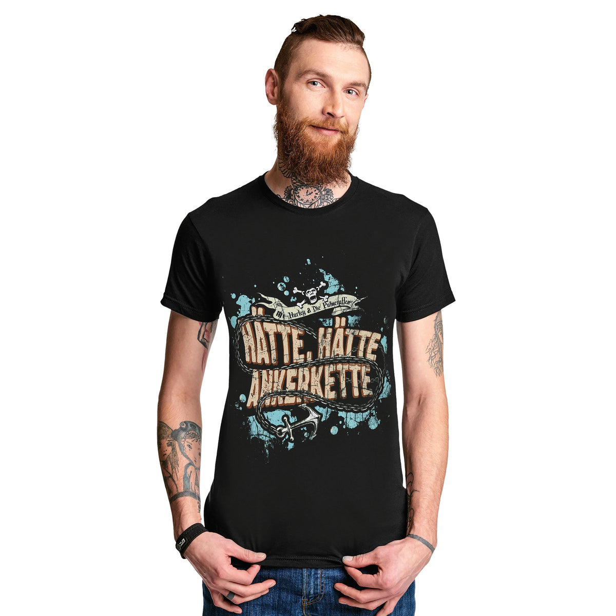 Image produit Mr. Hurley & Les Singes Poudre - Aurait, aurait, chaîne d'ancre T-Shirt noir