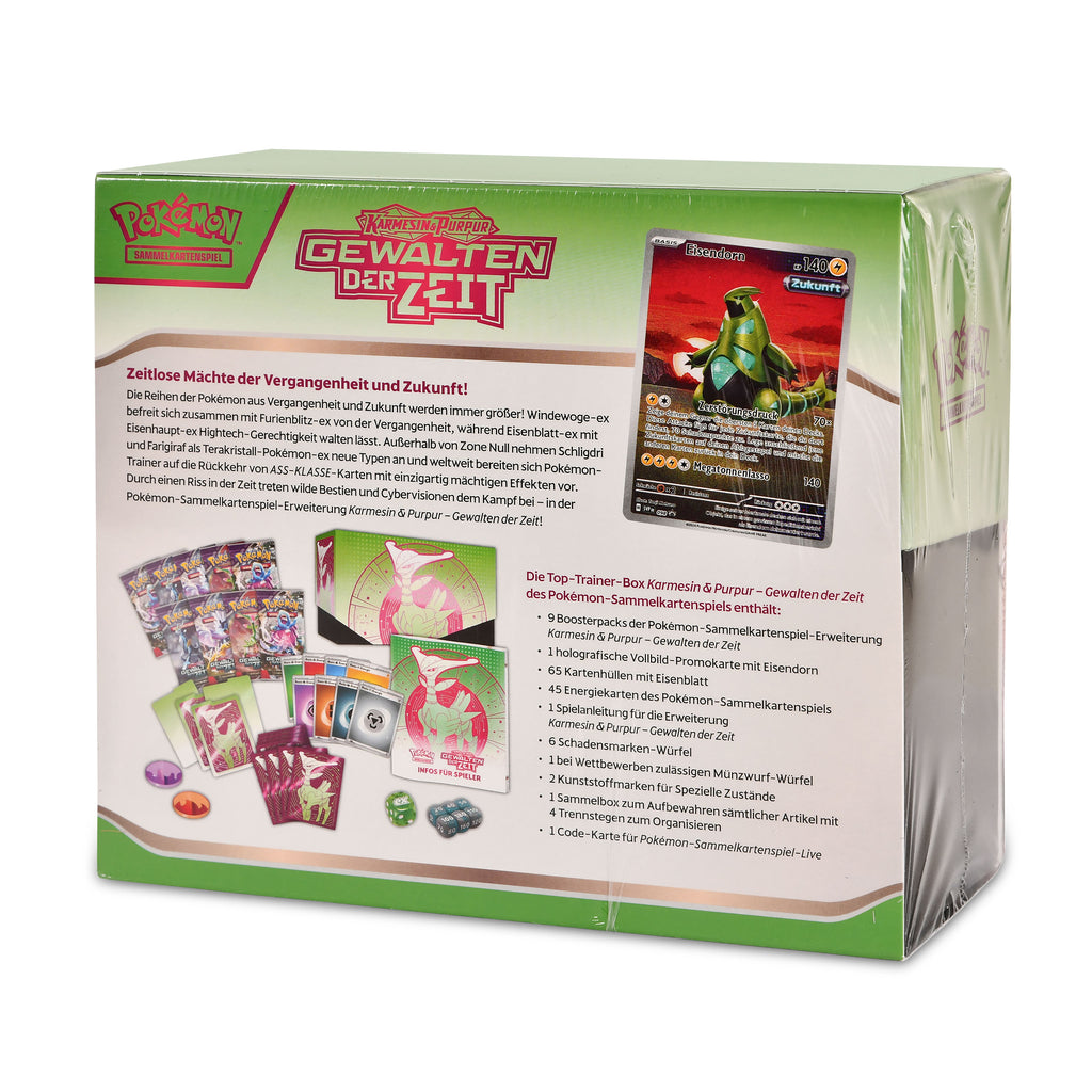 Image produit Pokemon - Forces Cramoisi & Pourpre du Temps Feuille de Fer Boîte Top Entraîneur