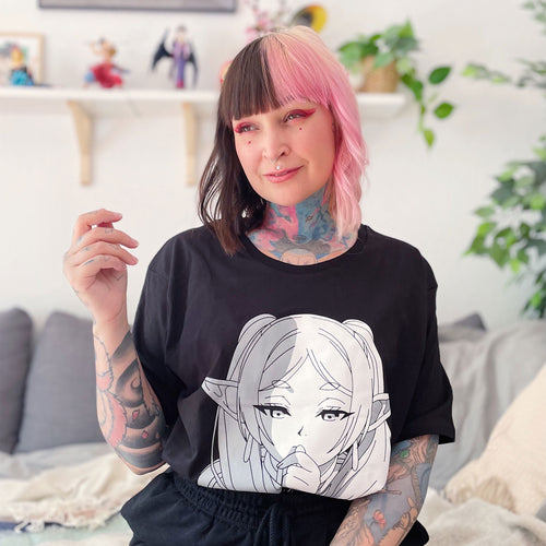 Image produit T-shirt de personnage pour les fans de Frieren noir
