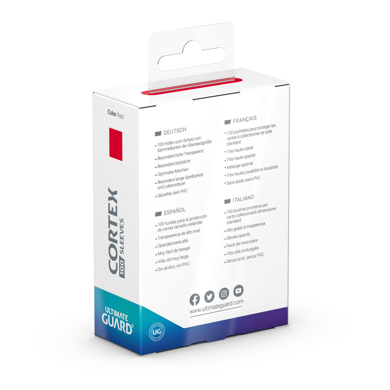 Image produit Protèges-cartes Cortex rouges (lot de 100) Ultimate Guard – format standard TCG