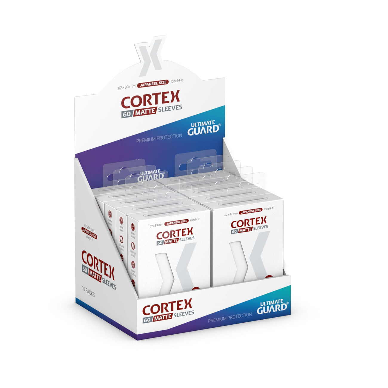 Image produit Protège-cartes Cortex blanc mat, lot de 60 – Ultimate Guard (taille japonaise)