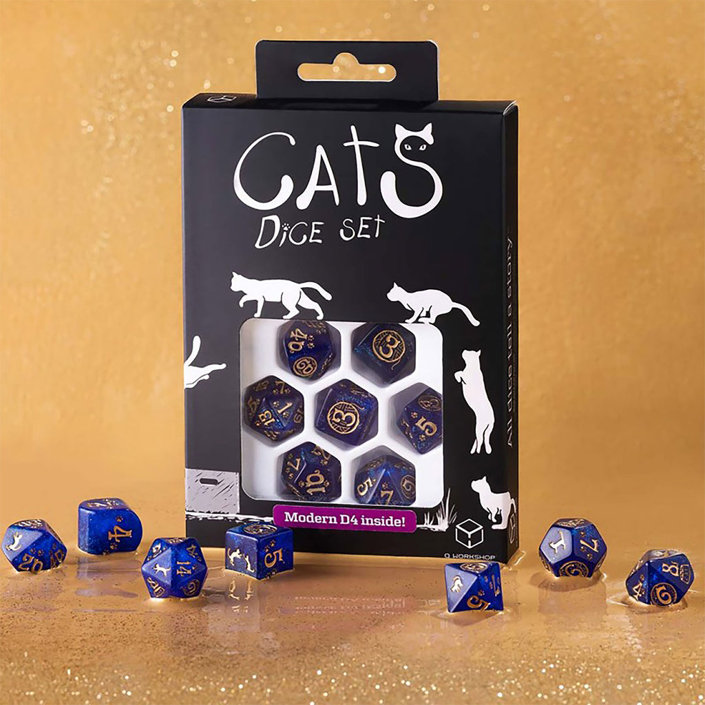 Image produit Set de dés RPG moderne Cats Meowster 7 pièces