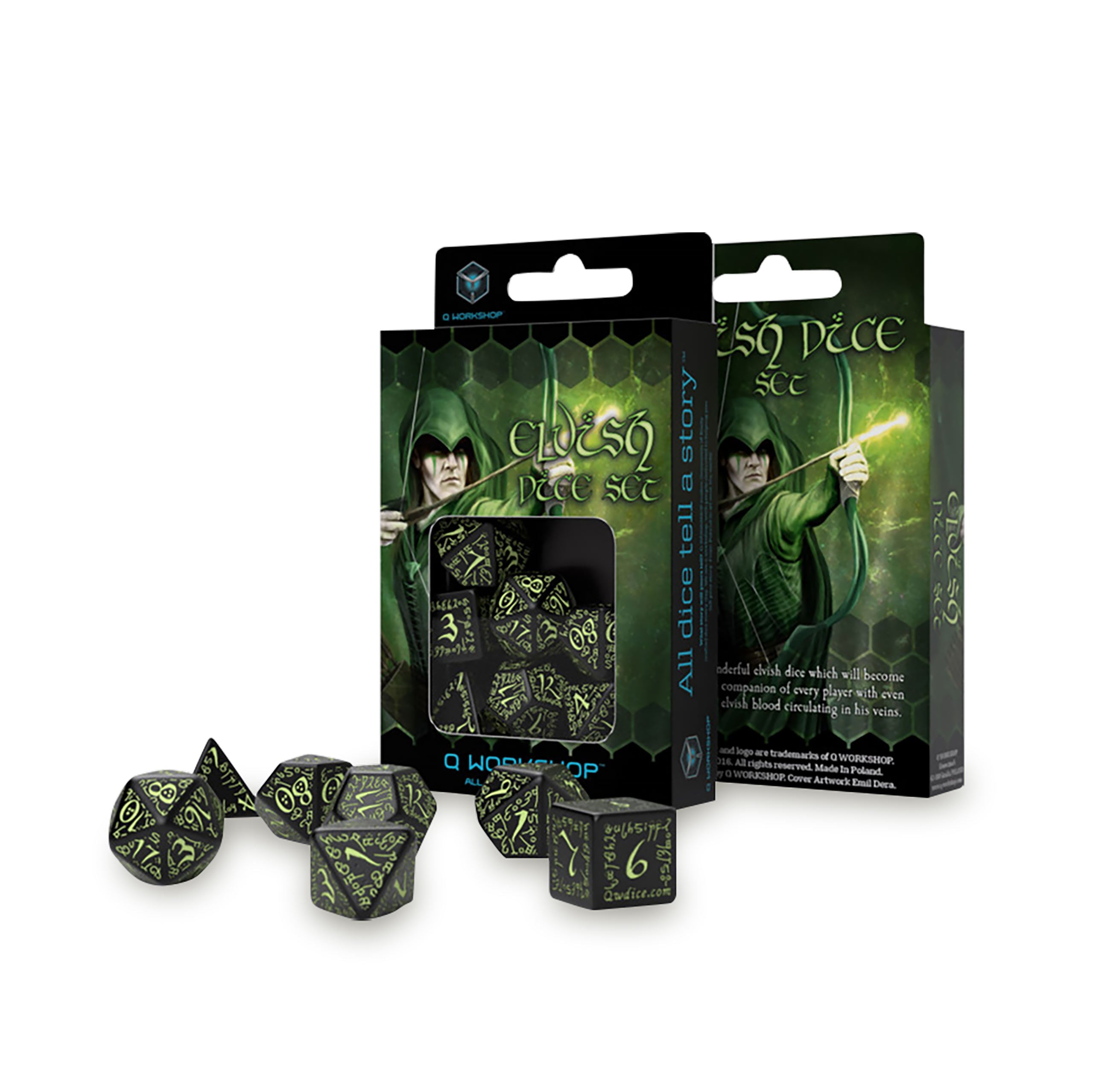 Image produit Set de dés RPG Elfique 7pcs Edition Glow in The Dark