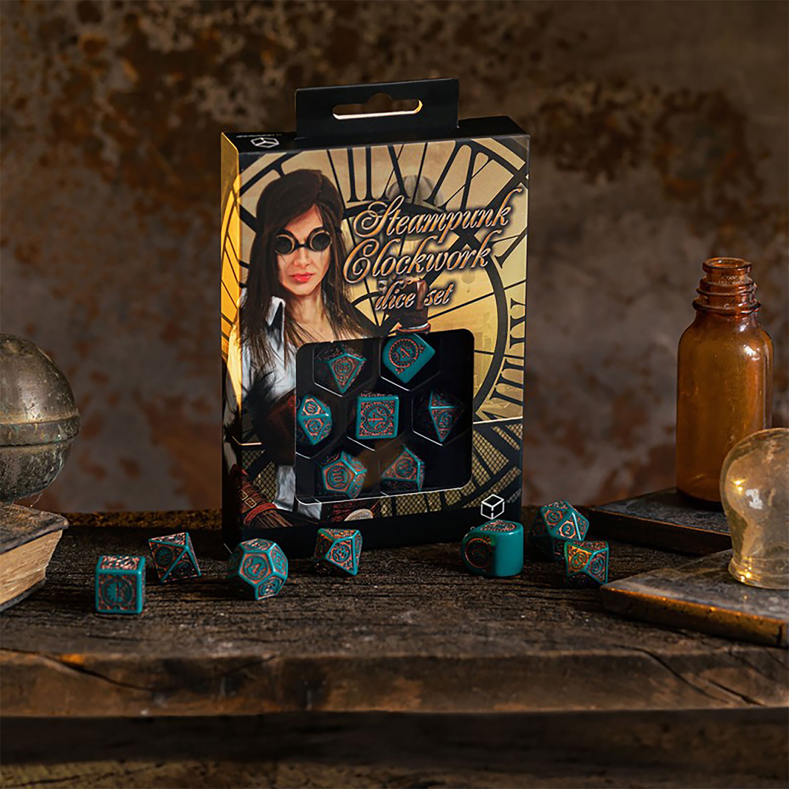 Image produit Set de dés RPG moderne Steampunk Clockwork Nautical Apparatus 7pcs