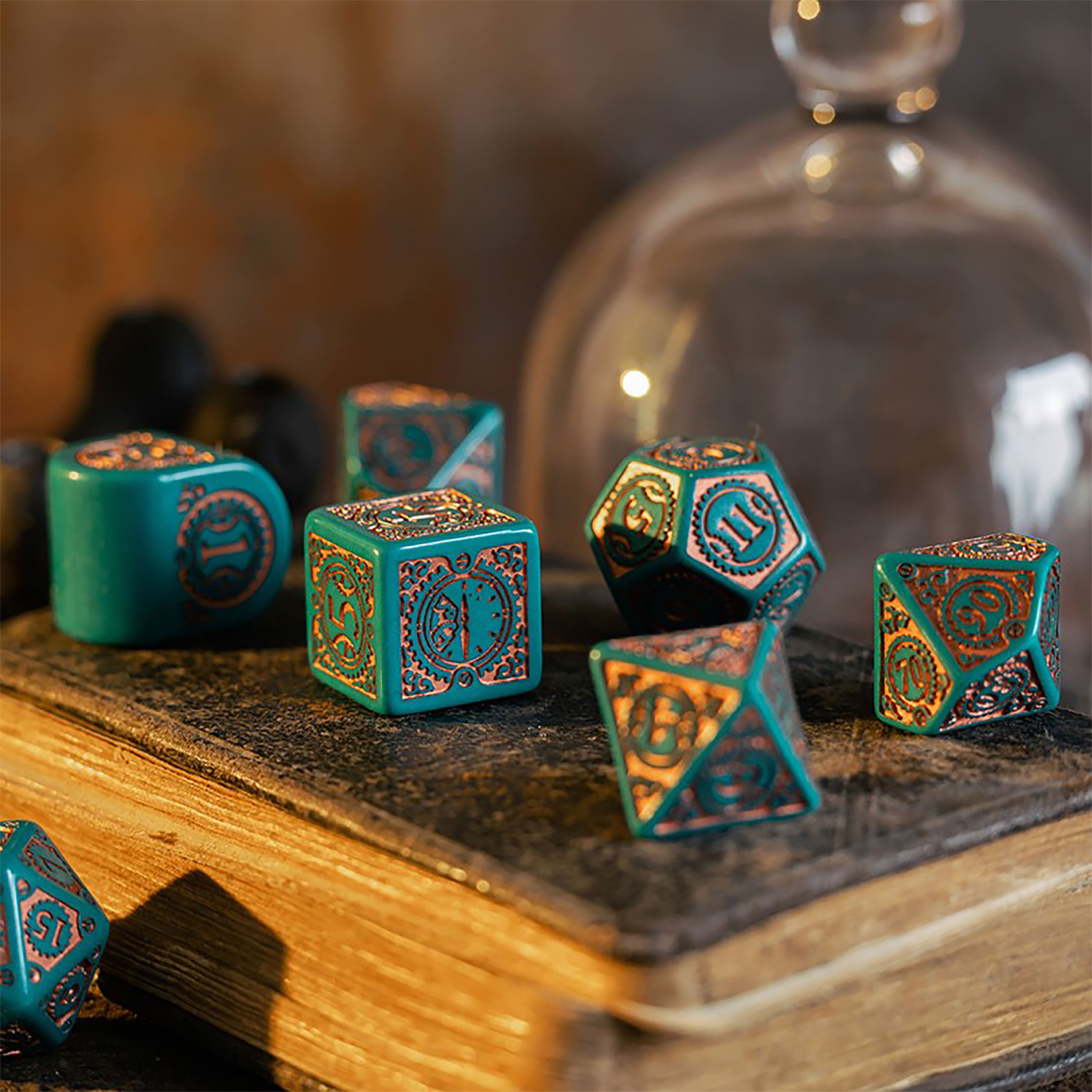 Image produit Set de dés RPG moderne Steampunk Clockwork Nautical Apparatus 7pcs