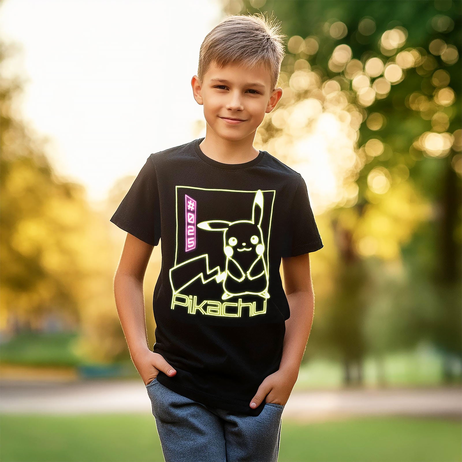 Image produit Pokemon - Pikachu T-shirt Néon Enfants Noir