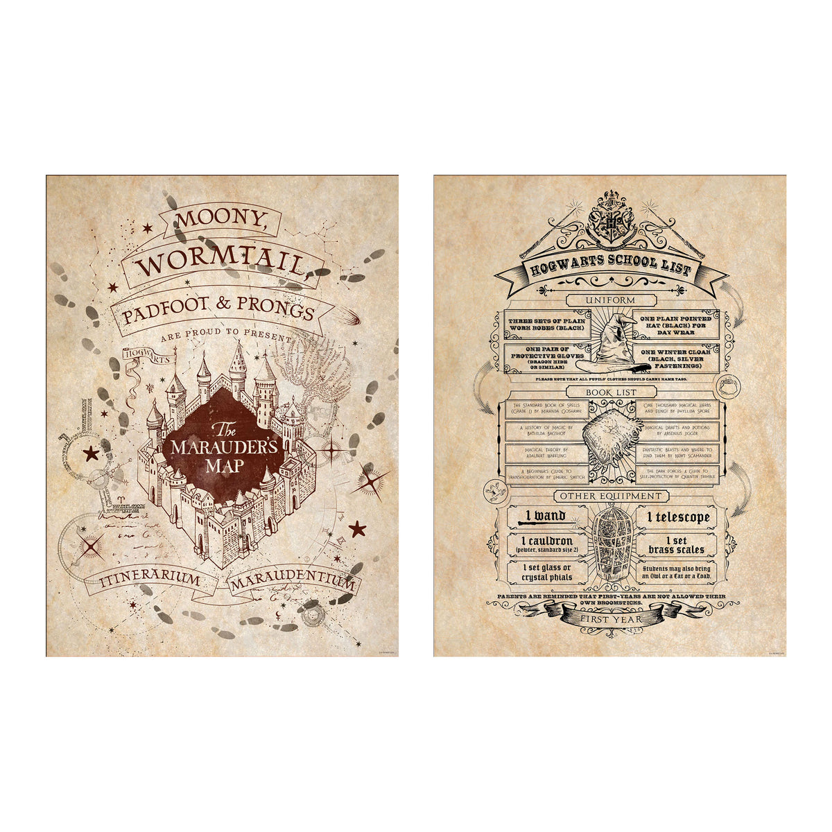Image produit Harry Potter - Carte des Maraudeurs et Liste de Courses Poster 2 Ensemble