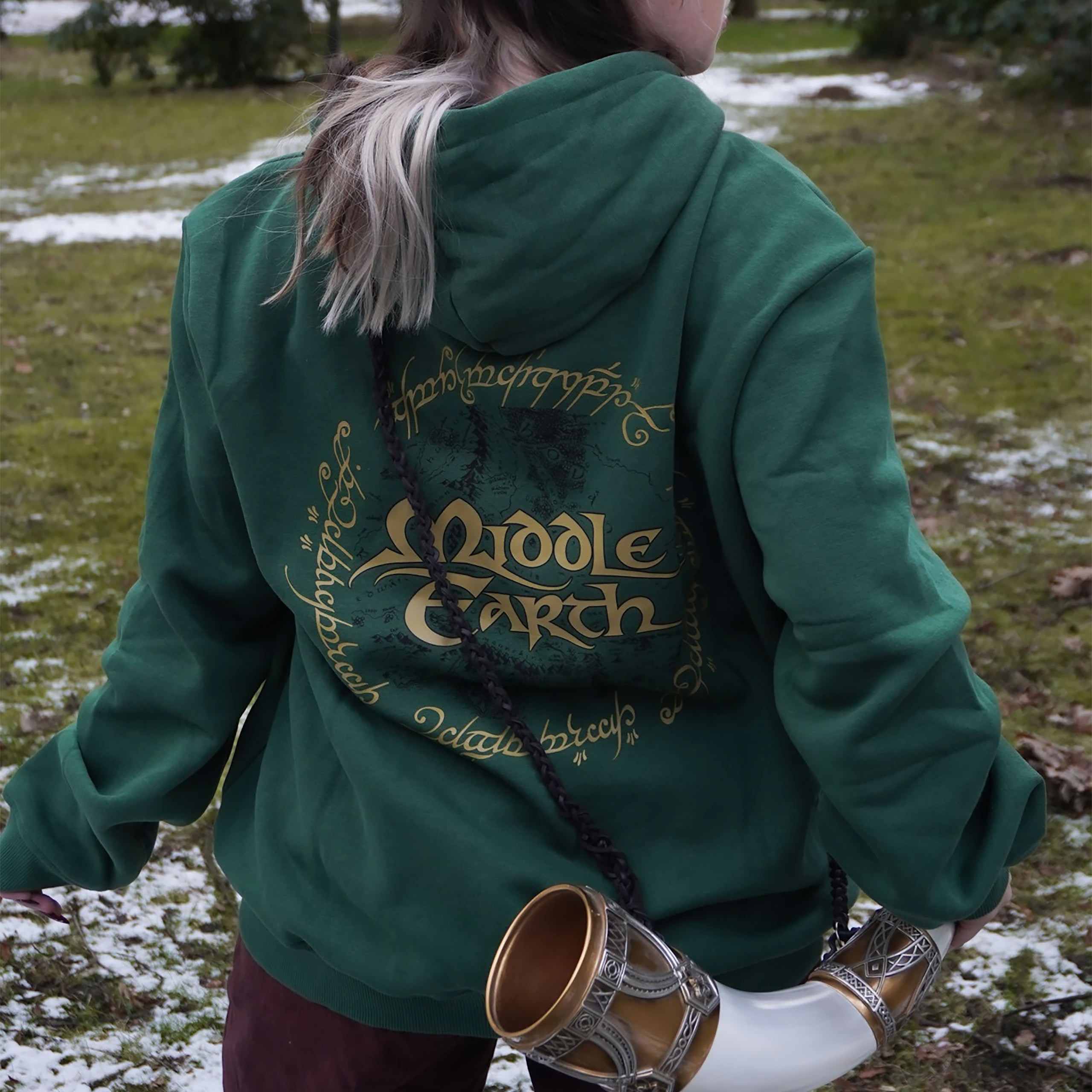 Image produit Le Seigneur des Anneaux - Veste à capuche zippée Terre du Milieu verte