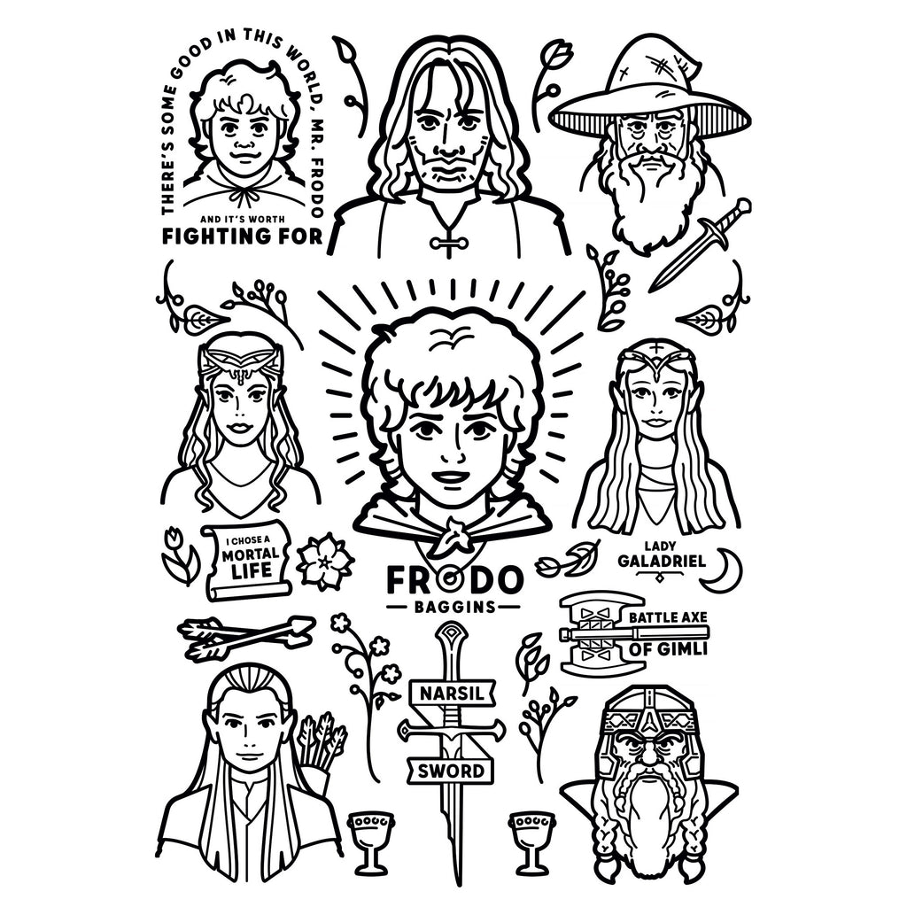 Image produit Le Seigneur des Anneaux - La Communauté de l'Anneau Boîte de Crayons 12 Pièces avec 2 Pages à Colorier