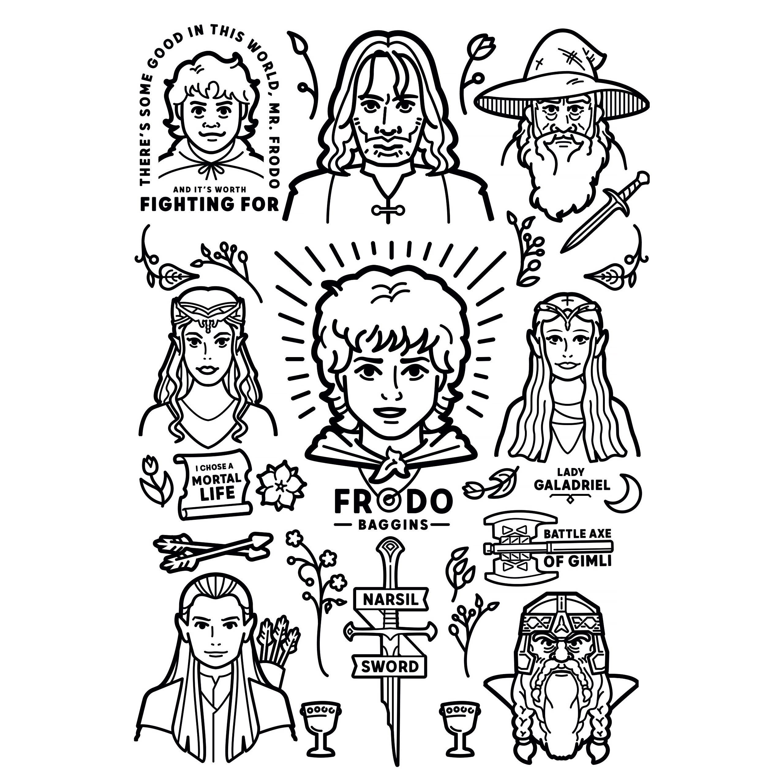 Image produit Le Seigneur des Anneaux - La Communauté de l'Anneau Boîte de Crayons 12 Pièces avec 2 Pages à Colorier