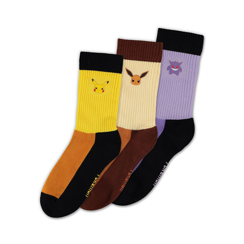Image produit Pokemon - Lot de 3 paires de chaussettes Pikachu, Évoli et Ectoplasma