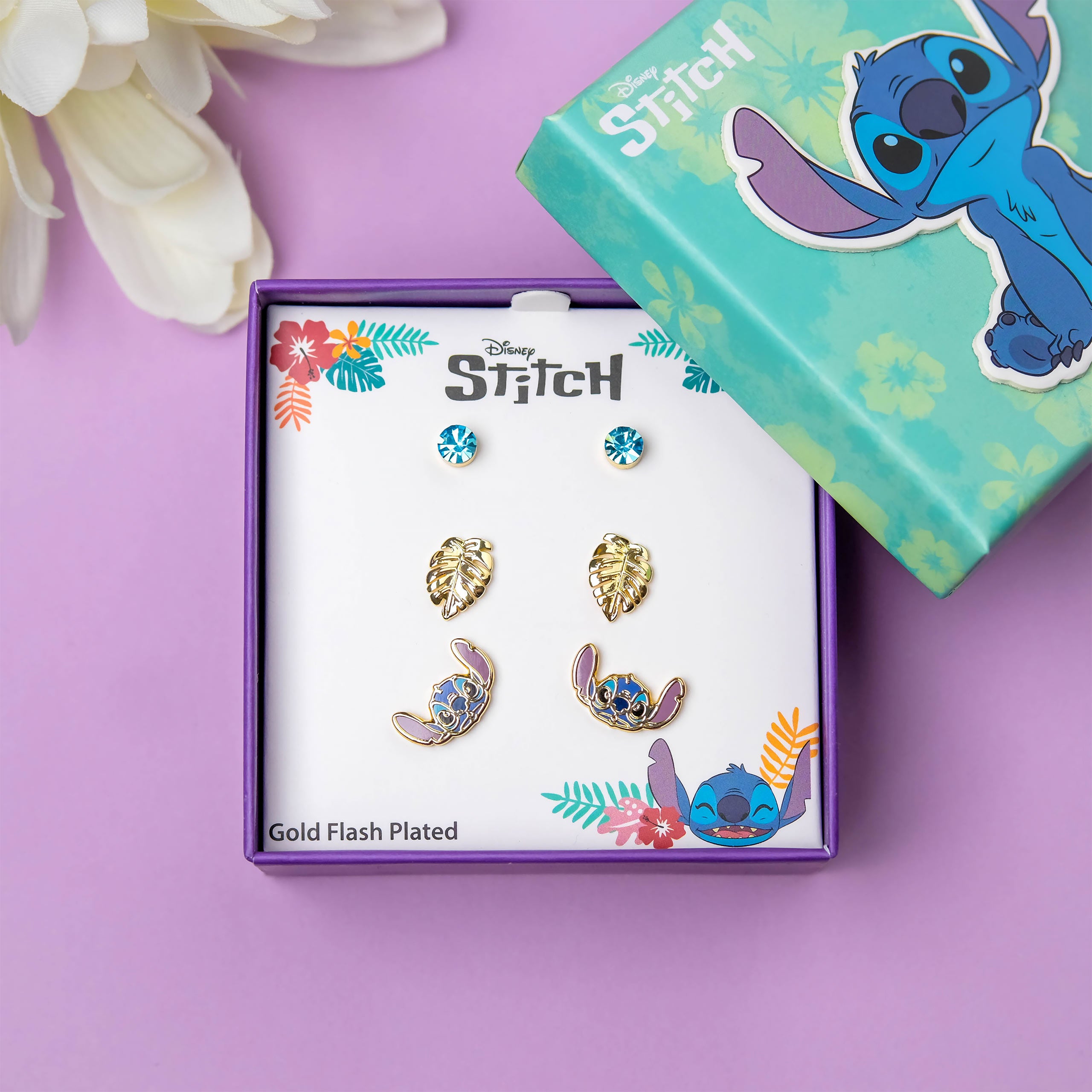 Image produit Boucles d'oreilles Stitch Coffret cadeau 3 pièces - Lilo & Stitch