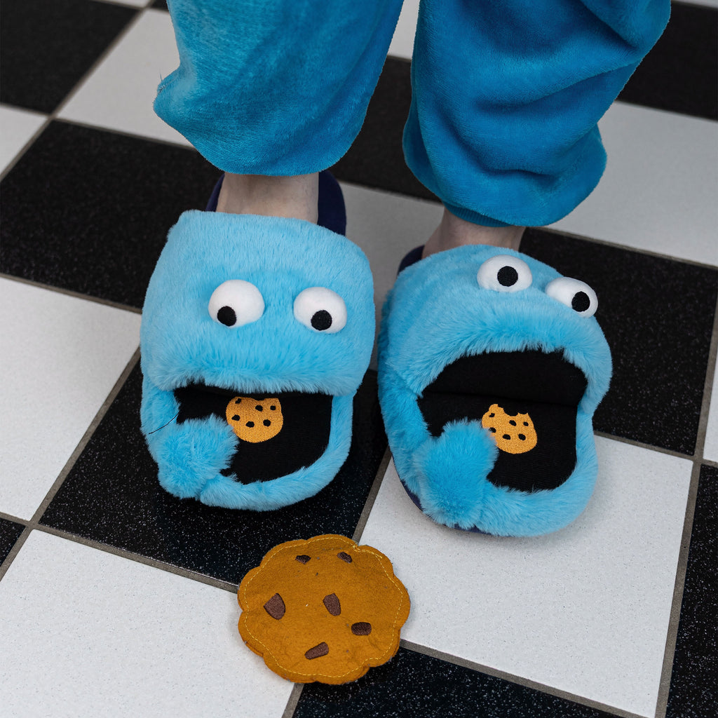 Image produit Pantoufles en peluche Cookie Monster - Rue Sésame