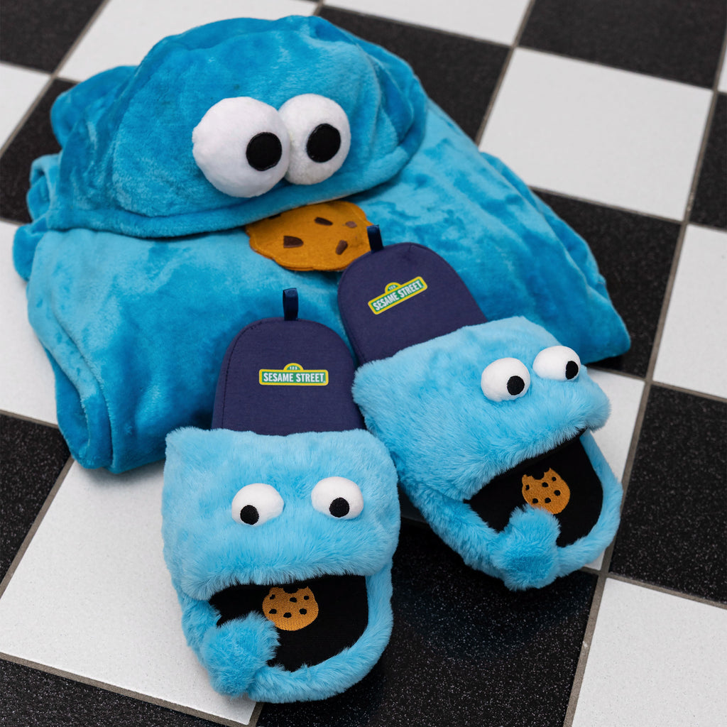 Image produit Pantoufles en peluche Cookie Monster - Rue Sésame