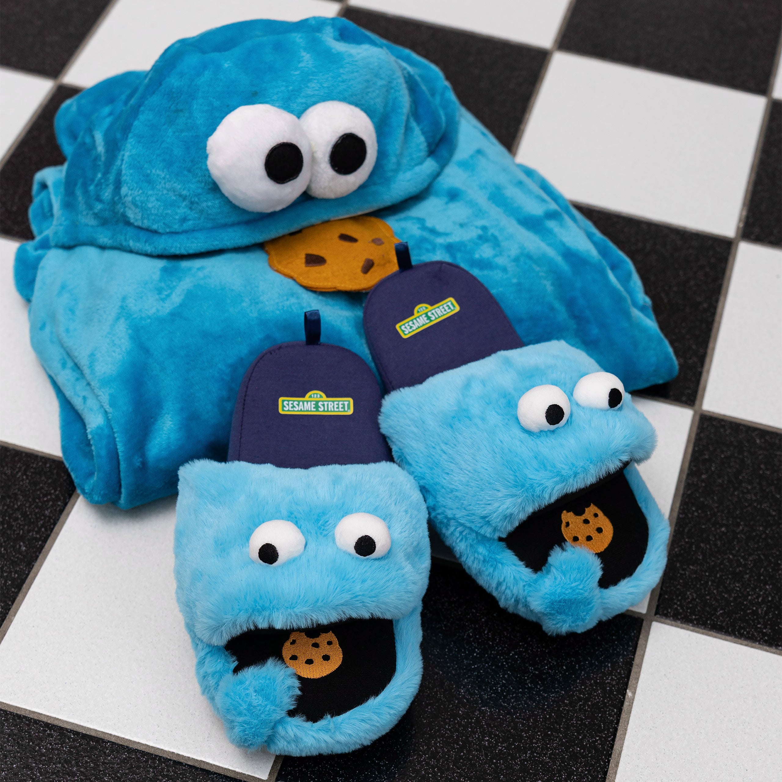 Image produit Pantoufles en peluche Cookie Monster - Rue Sésame