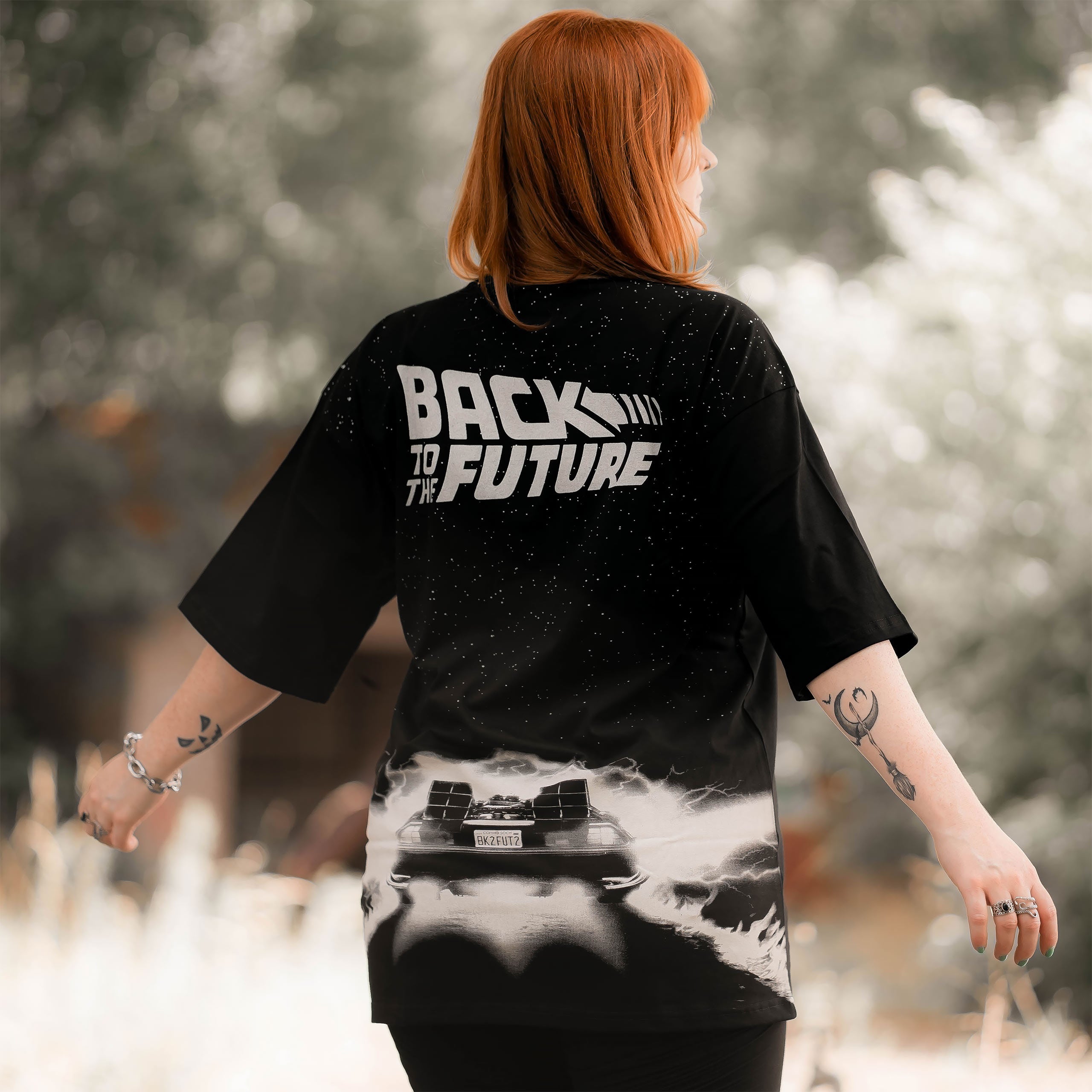 Image produit Retour vers le Futur - T-shirt oversize DeLorean noir