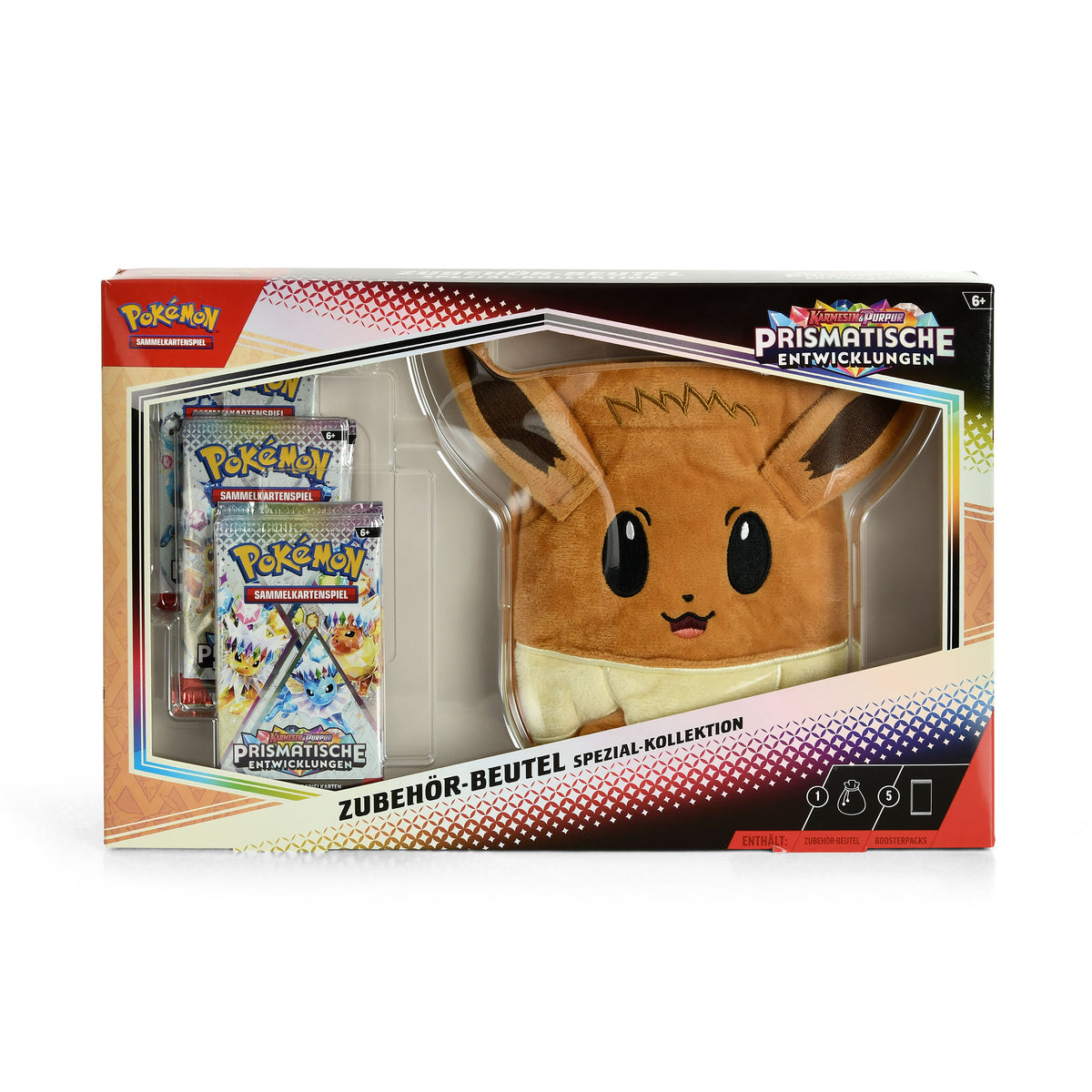 Image produit Pokemon - Évoli Écarlate & Violet Évolutions Prismatiques Cartes à Collectionner avec Pochette en Peluche