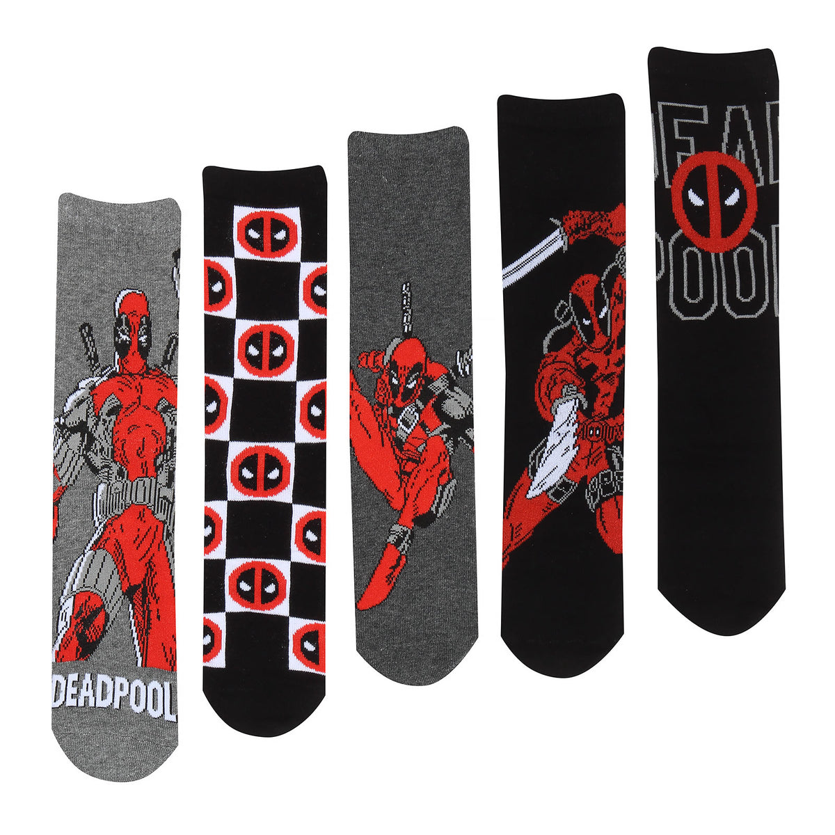 Image produit Deadpool - Lot de 5 paires de chaussettes Logo et Pose en boîte cadeau