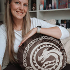 Image produit Dragons - Coussin logo marron