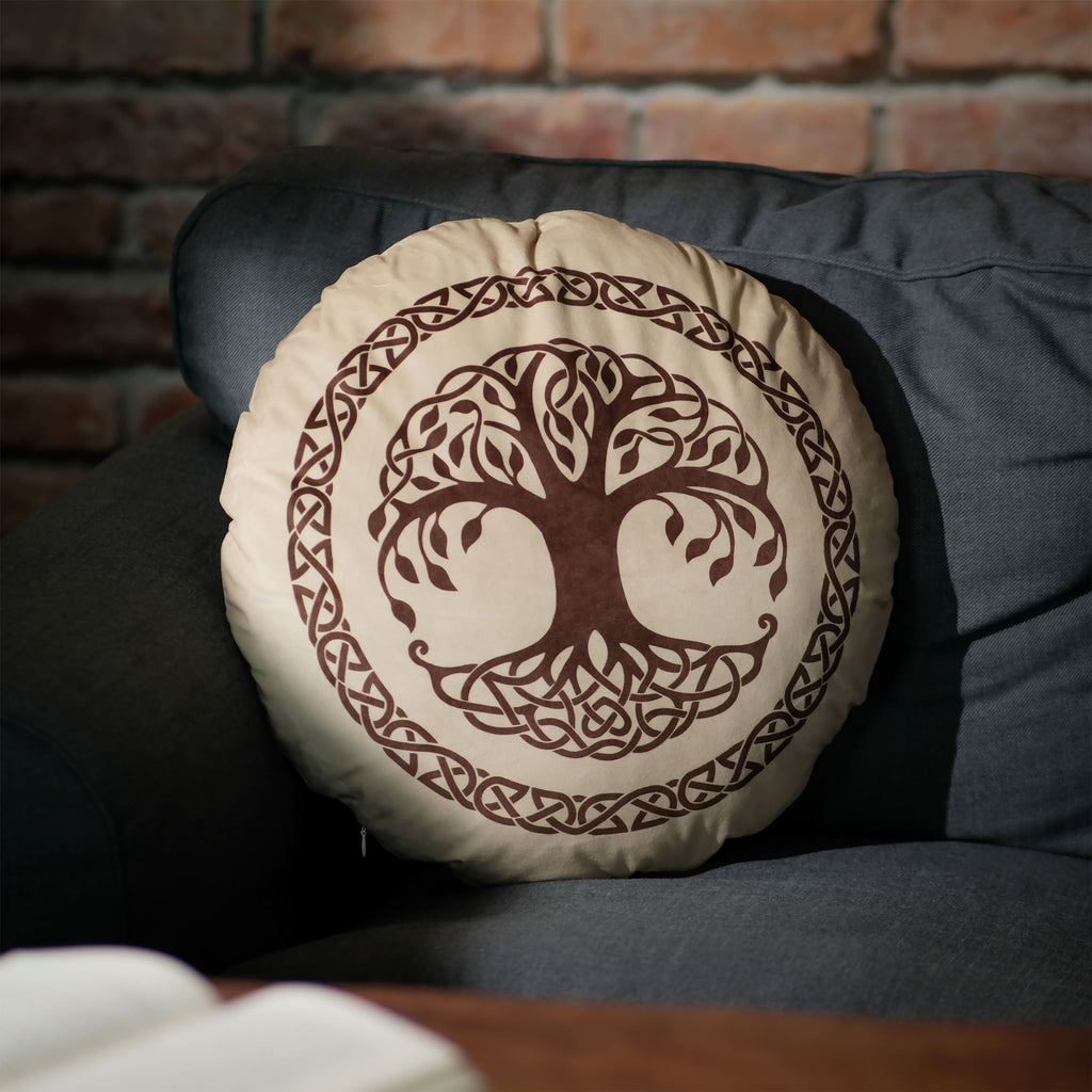 Image produit Dragons - Coussin symbole de l’Arbre-Monde Yggdrasil marron