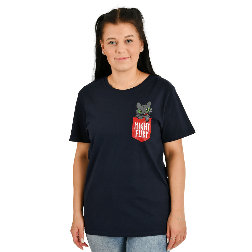 Image produit Dragons - T-Shirt de poche Night Fury bleu