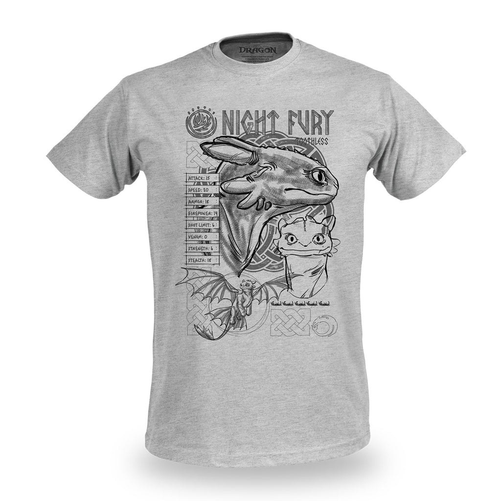 Image produit Dragons - T-shirt croquis Fureur Nocturne gris