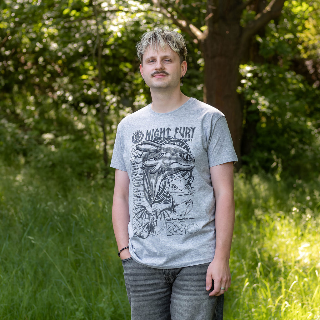 Image produit Dragons - T-shirt croquis Fureur Nocturne gris