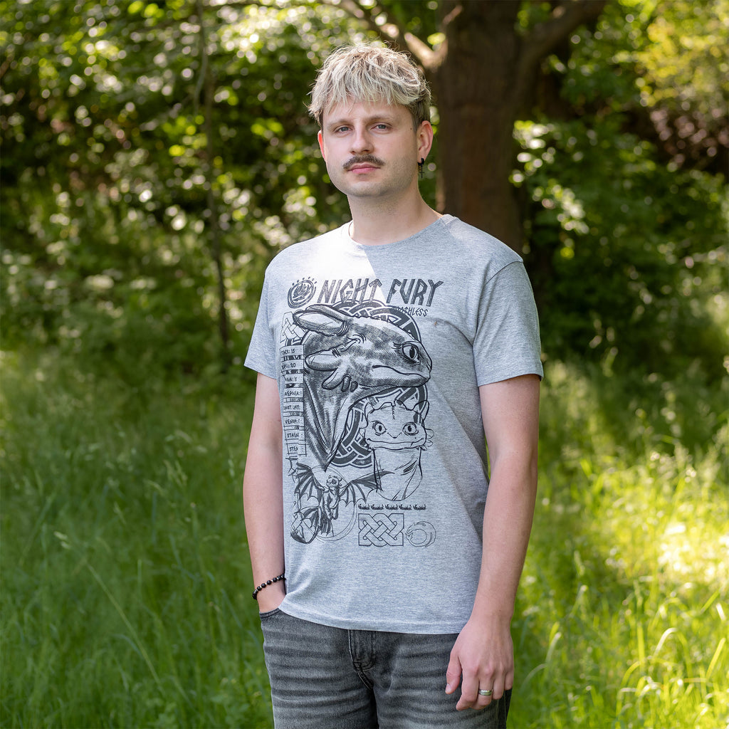 Image produit Dragons - T-shirt croquis Fureur Nocturne gris