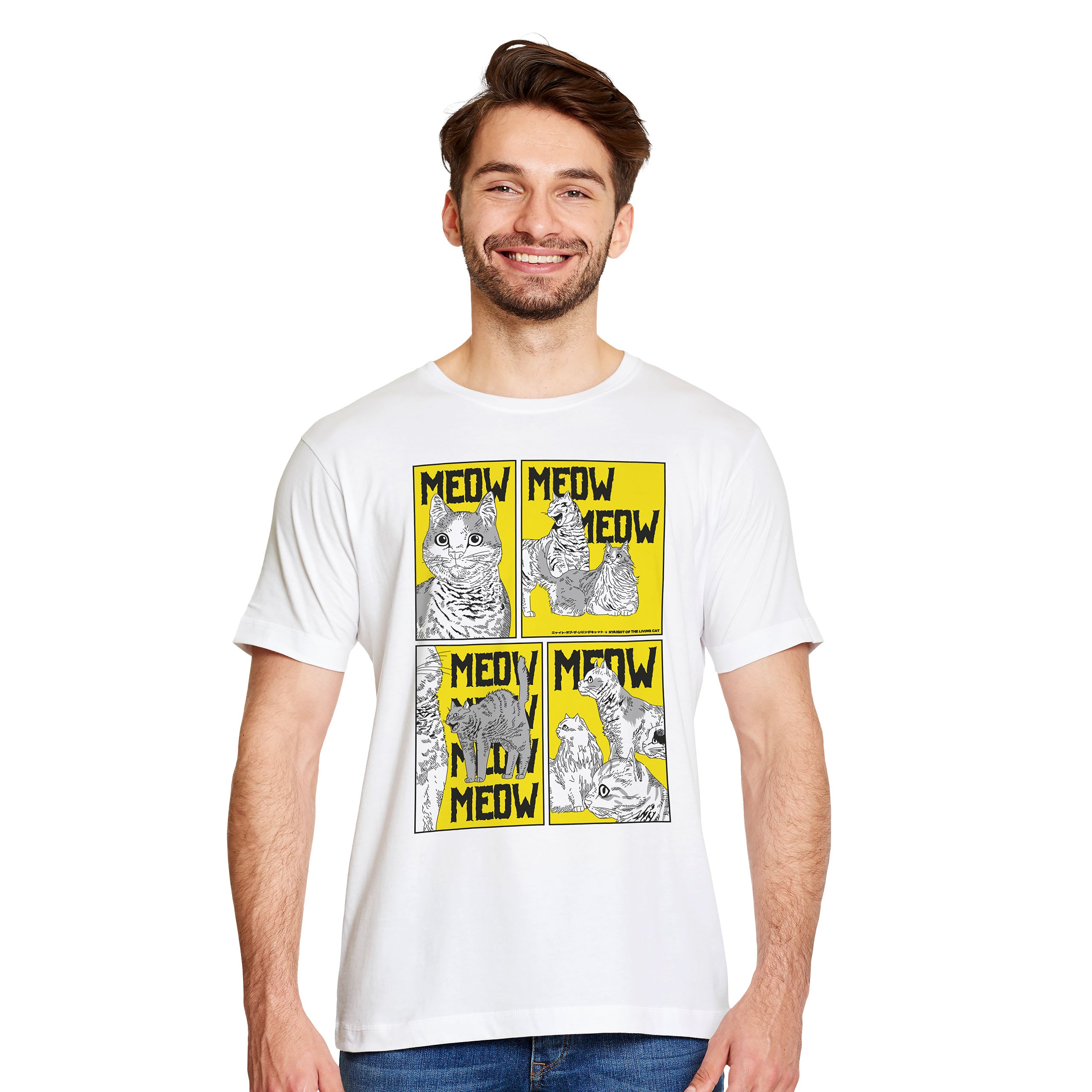 Image produit T-shirt Meow pour les fans de Night of the Living Cat blanc