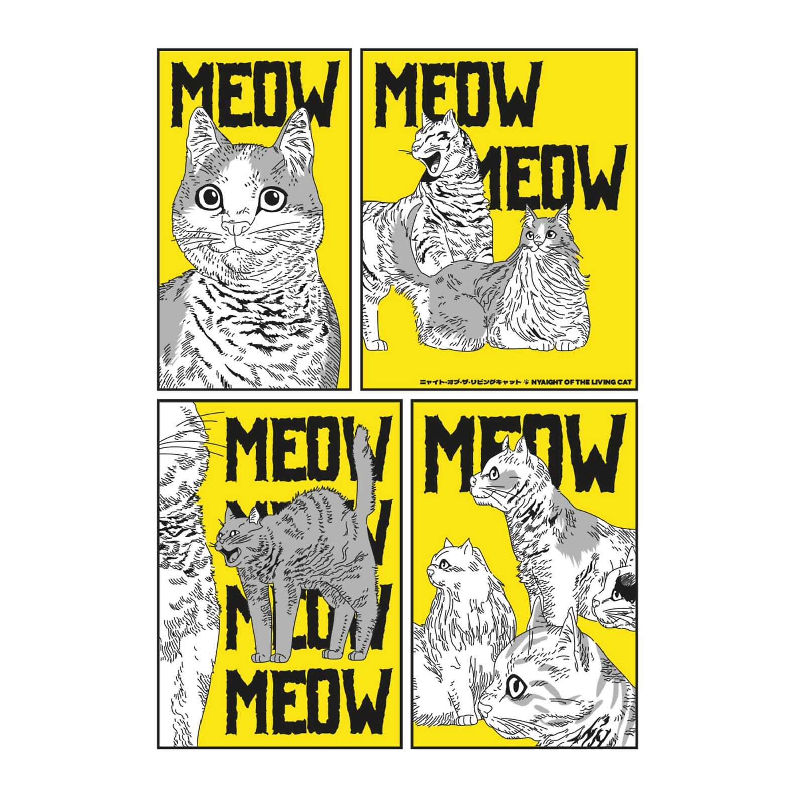 Image produit T-shirt Meow pour les fans de Night of the Living Cat blanc