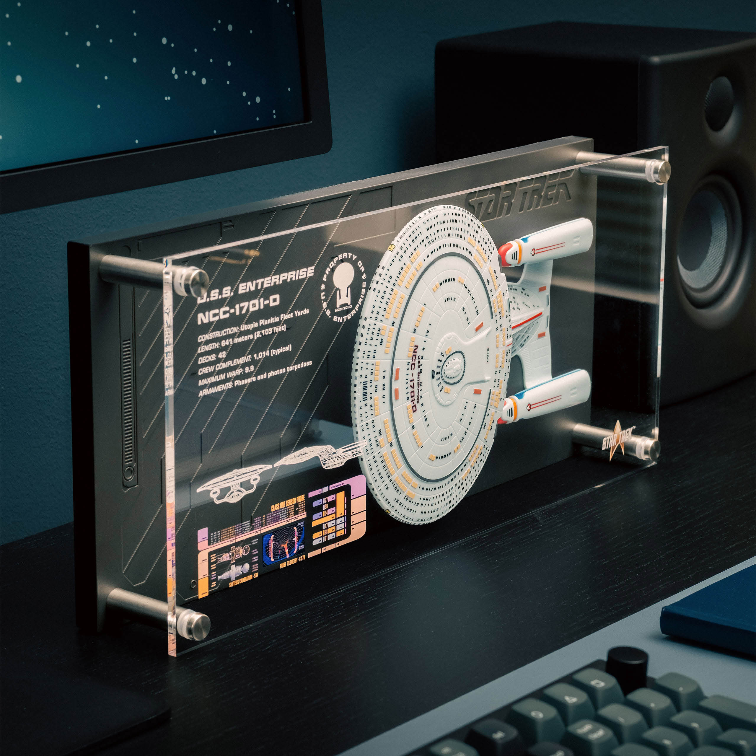 Image produit Plaque murale Enterprise NCC-1701-D avec réplique de modèle - Star Trek