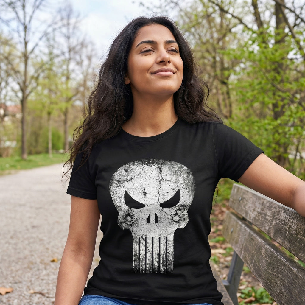 Image produit Punisher - T-shirt noir avec logo Skull Distress