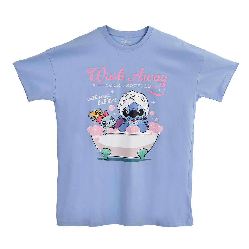Image produit Stitch Wash Away T-shirt long bleu - Lilo & Stitch