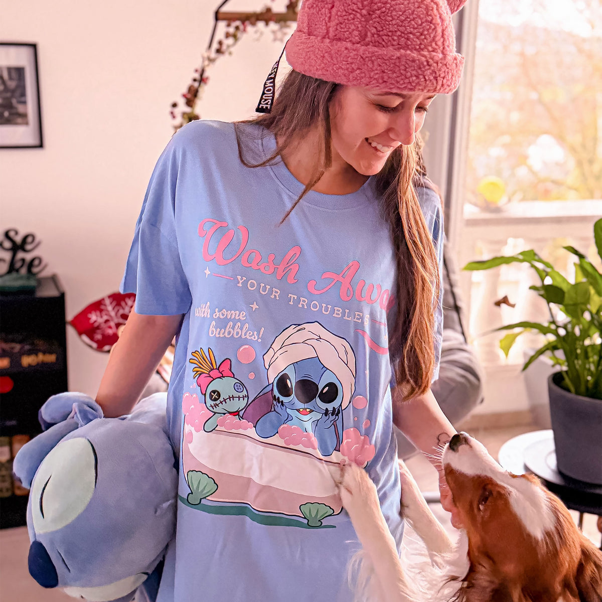 Image produit Stitch Wash Away T-shirt long bleu - Lilo & Stitch